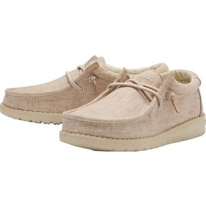 Hey Dude Wally Youth Beige Slip On Shoes Sneakers Size 2-3 Washable Lightweight